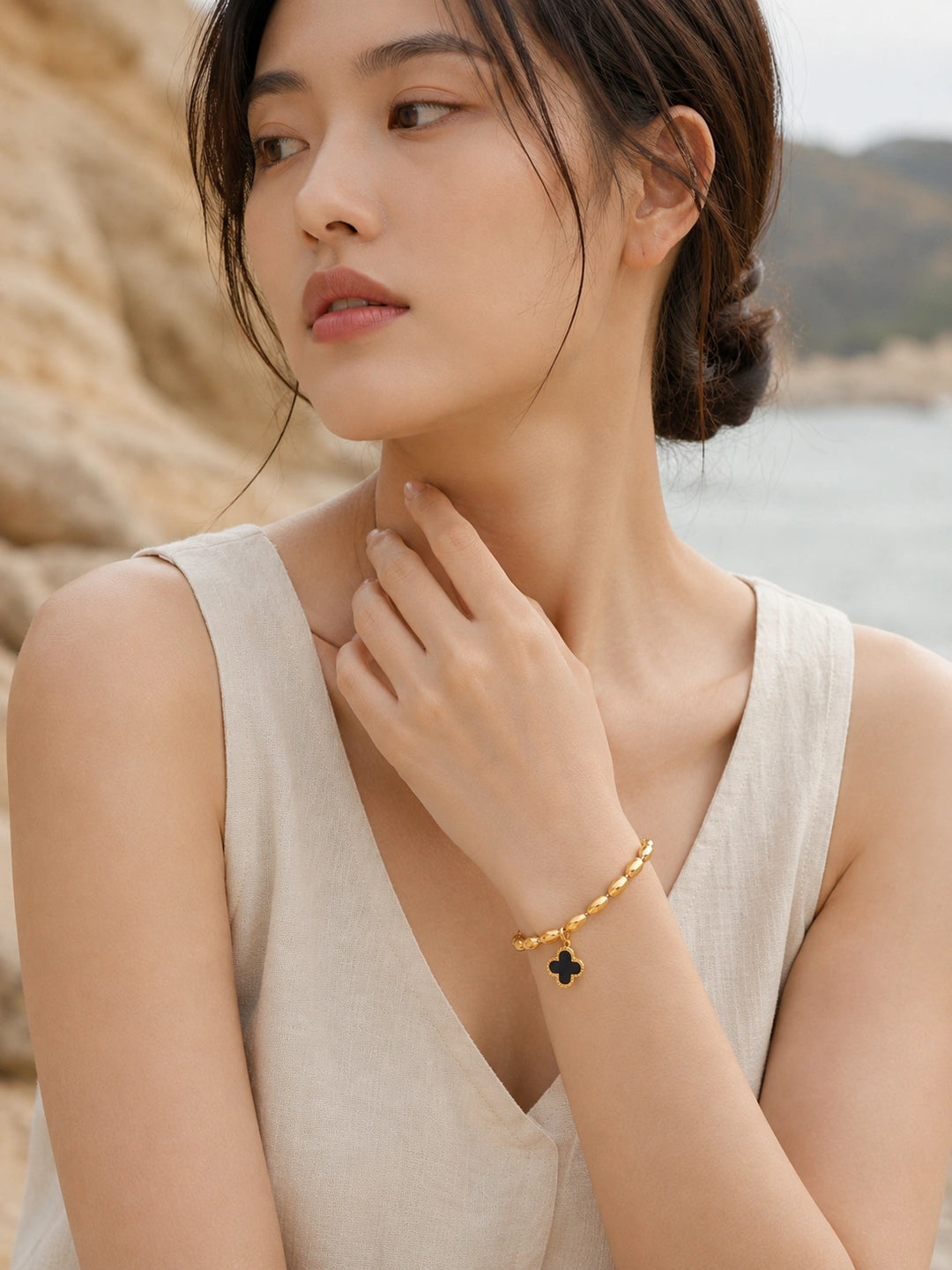 ラッキークローバー ビーズブレスレット | kuroda jewelry